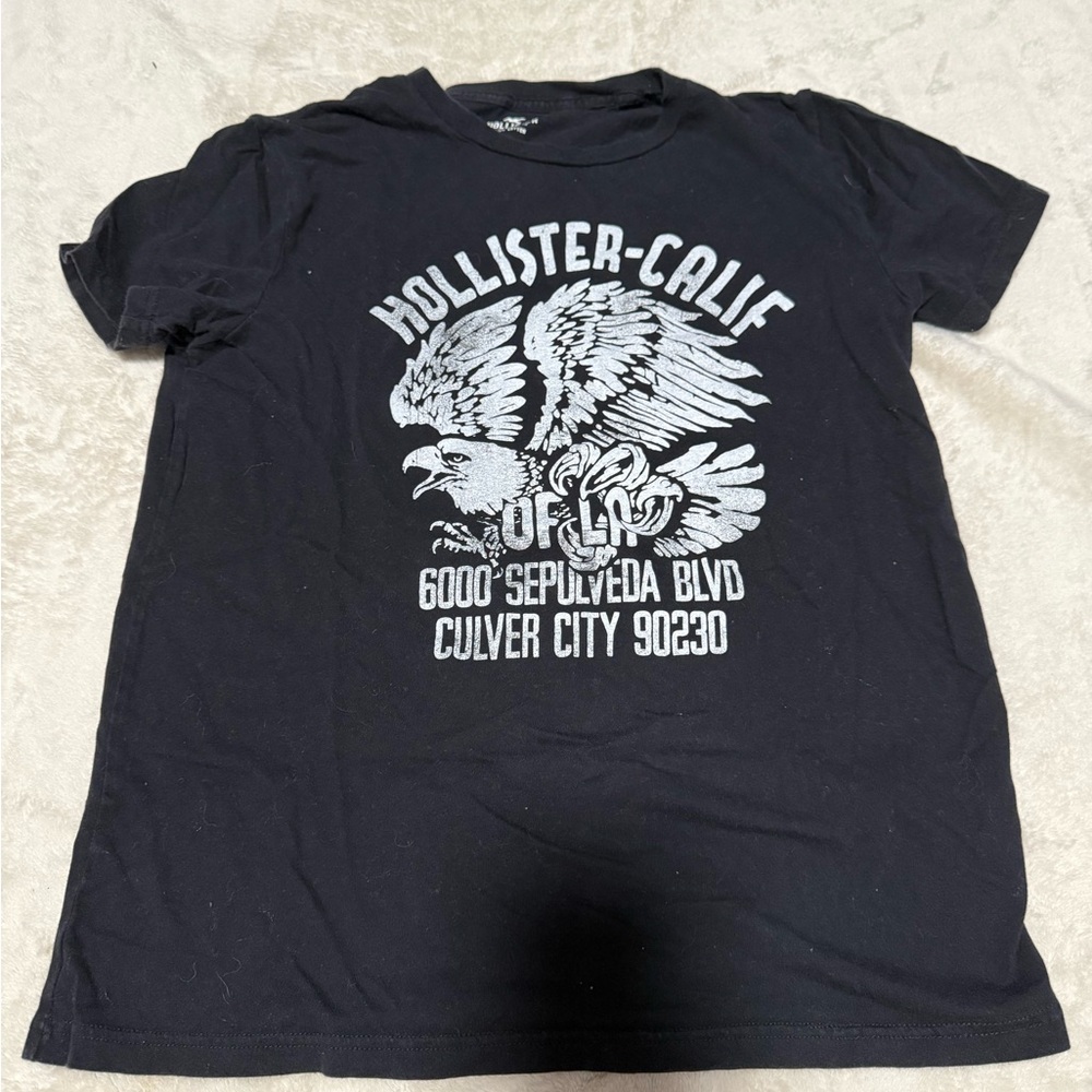 Hollister Black Tee with Eagle Graphic